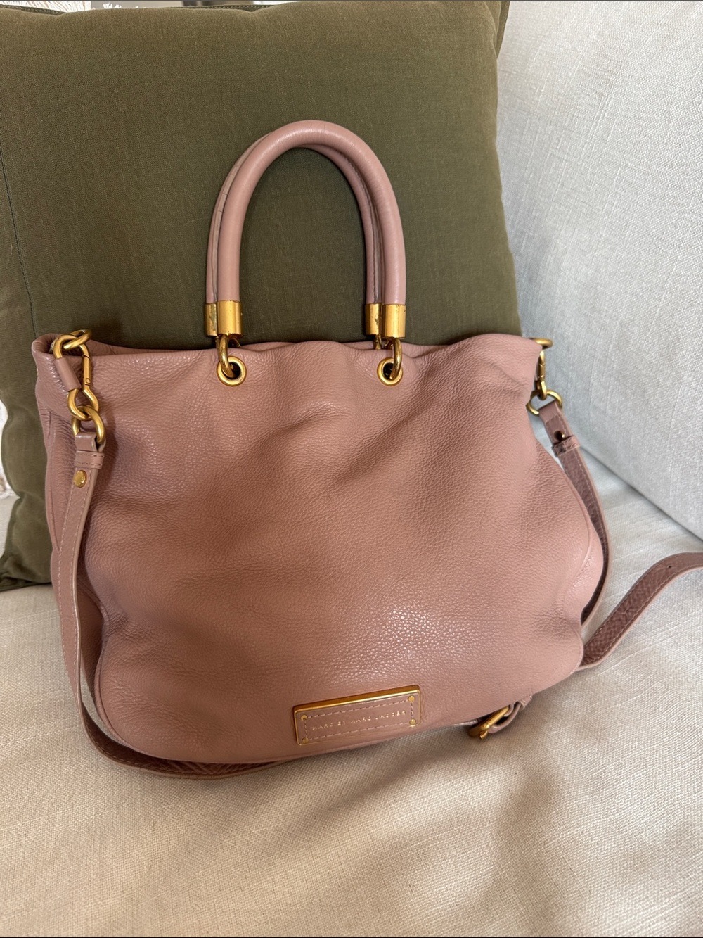 Marc Jacobs Rose Taupe - Pebble Leather - Shoulder Tote with Gold Hardware
